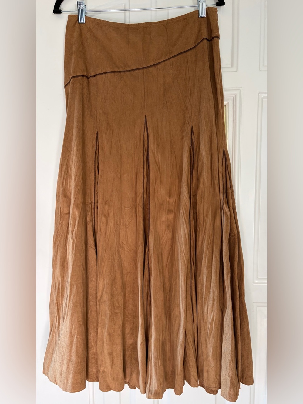 Vintage Tribal Brown Suede Maxi Skirt